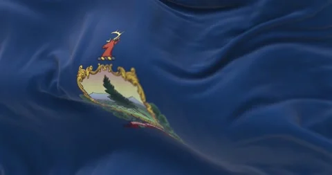 Seamless loop in slow motion of Vermont state flag fluttering in the wind Video stock 240231125