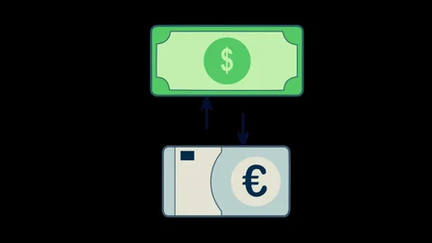 Seamless loop smooth animated currency exchange icon Stock Footage 333498454
