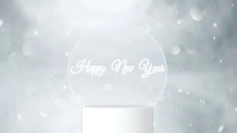Seamless loop snow globe with happy new years greetings animation Stock Footage 339715076