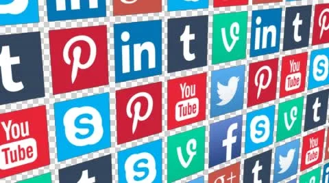 Seamless Loop of Social Media App Icons Moving with Alpha Channel Stock Footage 46412679