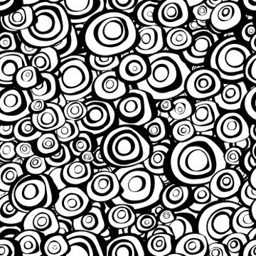 Seamless loop spiral concentric circles background in black and white Stock Illustration