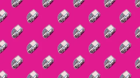 A seamless loop of stylized white delivery vans moving diagonally across Stock Footage 325720080