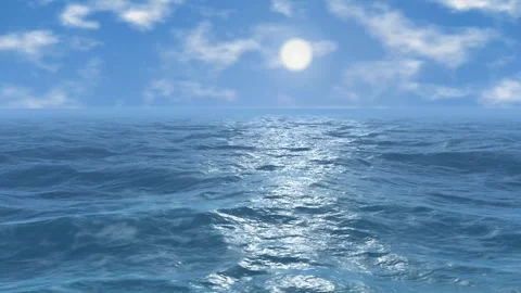 Seamless Loop of Sun Shining Over Calm Blue Ocean Waves Stock Footage 344848316