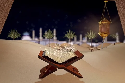 Seamless loop Time laps Islamic scene for Ramadan and Eid Mubarak Arabic ev.. Stock Footage 74206725