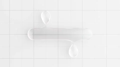 Seamless loop of a transparent liquid glass shape morphing and dripping on a Stock Footage 336859309