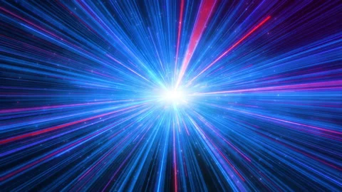 Seamless loop, Travel through stars trails blue red glow line. Stock Footage 207457655
