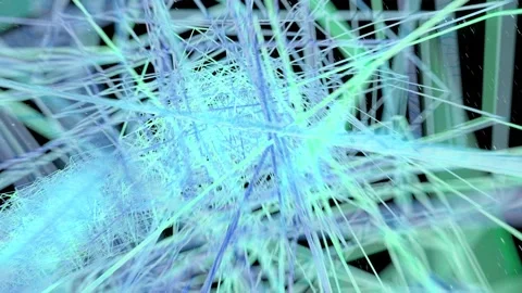 Seamless loop of travelling through glowing bright blue crystals. VJ animation. Video stock 156328799