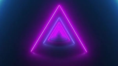 Seamless loop. Tunnel effect with neon glowing triangles. Stock Footage 302074565