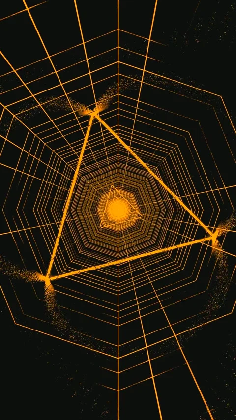 Seamless loop of a tunnel visual with geometric shapes and glowing lines cr.. Stock Footage 321563534
