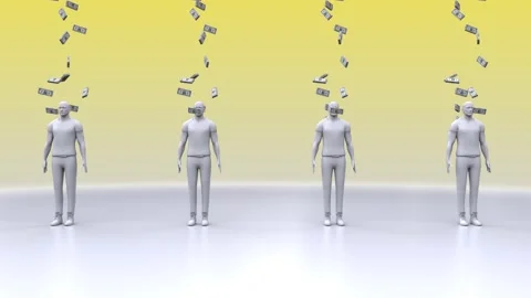 Seamless loop of Universal basic income. citizens money raining. Stock Footage 149011737