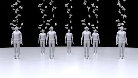 Seamless loop of Universal basic income. citizens money raining. Stock Footage 149011782