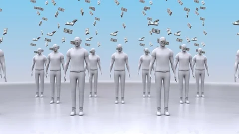 Seamless loop of Universal basic income. citizens money raining. Stock Footage 149011869