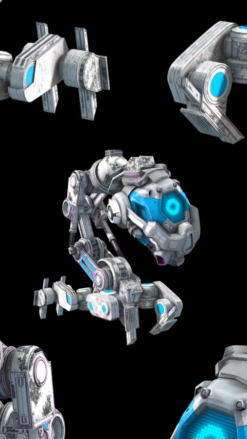 Seamless loop vertical video of a female robot floating isolated with copyspace, Video stock 304216696