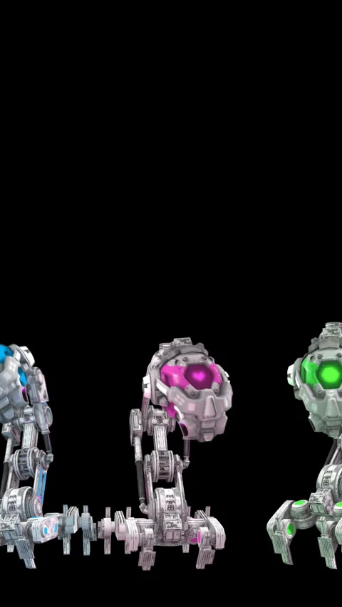 Seamless loop vertical video of a robots dancing isolated with copyspace, copy Vidéo 304062863