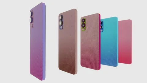 Seamless loop of vibrant smartphones in perspective showcasing trendy designs Stock Footage 295134780