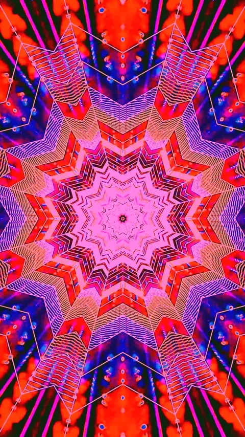 Seamless loop of a vibrant tunnel design showcasing geometric patterns and .. Stock Footage 321571206