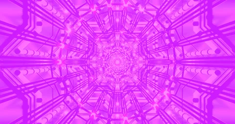 Seamless loop of a vibrant tunnel with intricate designs and glowing purple.. Stock Footage 317180388