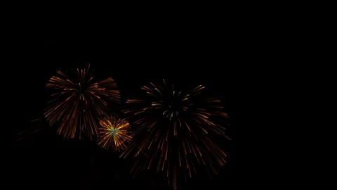 Seamless loop video overlay with golden fireworks and pyrotechnics Stock Footage 346689181