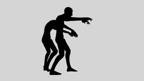Seamless Loop of a Vignette 2 Zombies Walking Alpha Channel Stock Footage 101714005