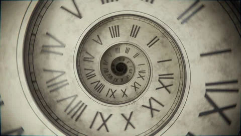 Seamless Loop Vintage Spiral Clock Animation, Retro Time Concept background Video stock 311754046