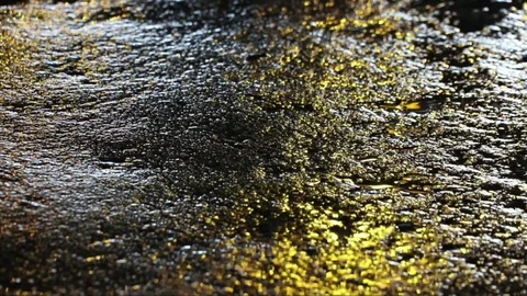 Seamless loop of warning light reflection on wet street Stock Footage 90508704