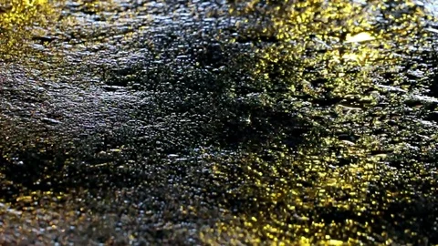 Seamless loop of warning light reflection on wet street Stock Footage 90518477