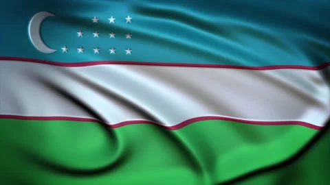 Seamless Loop Waving Silky Country Flag Uzbekistan Stock Footage 286345754