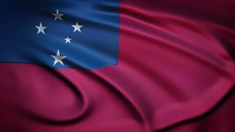 Seamless Loop Waving Silky Country Flag Samoa Stock Footage 286346607