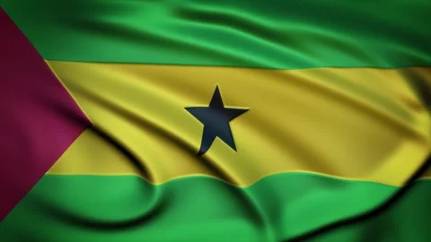 Seamless Loop Waving Silky Country Flag Sao Tome and Principe Stock Footage 286346627