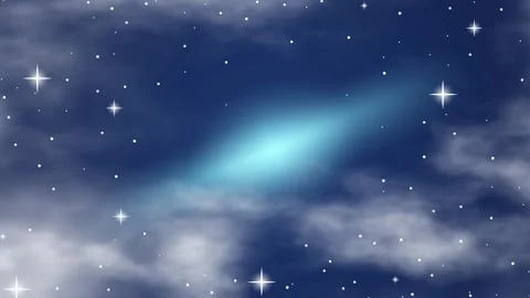 Seamless Loop of White Clouds Drifting Through a Starry Night Sky Stock Footage 340195645