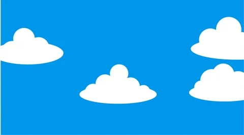 Seamless Loop of White Fluffy Cartoon Clouds Moving Across a Blue Sky Animated Stock Footage 341945202