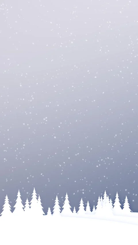 Seamless loop white illustrated snow landscape with snowfall animation Video stock 346885383