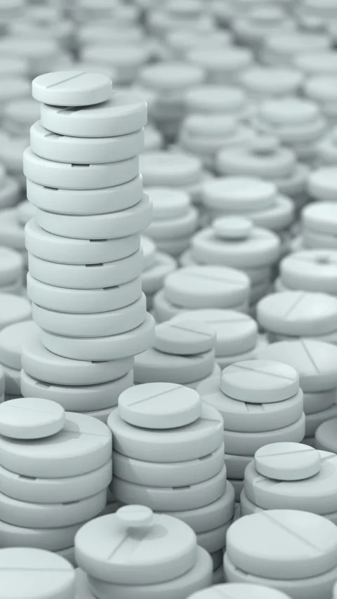Seamless loop of white pills in hypnotic motion with pharmaceutical precisi.. Stock Footage 303891183