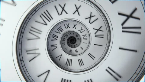 Seamless Loop White Spiral Clock Animation, Elegant Time Machine Background Stock Footage 311754067