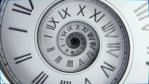 Seamless Loop White Spiral Clock Animation, Elegant Time Concept Background Stock Footage 311754098