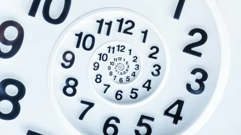 Seamless Loop White Spiral Clock Animation, Infinite Time Tunnel Abstract Ba Stock Footage 335586386
