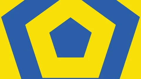 Seamless loop yellow and blue geometric animation with pentagonal elements Stock Footage 175268143