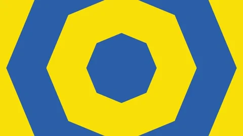 Seamless loop yellow and blue geometric animation with octagonal elements Stock Footage 196092104