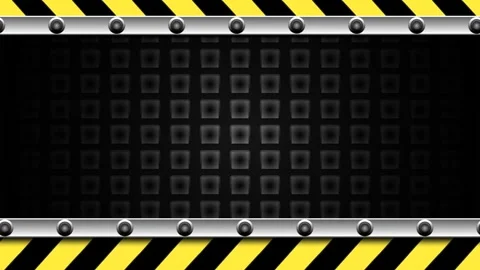 Seamless Loop of Yellow Warning Lines on Perforated Black Metal Background. Stock Footage 285538315