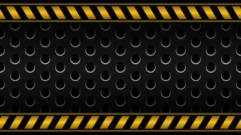 Seamless Loop of Yellow Warning Lines on Perforated Black Metal Background. Stock Footage 285631928