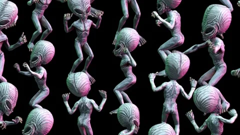 Seamless loopable animation of a group of terror aliens sexy dancing Stock Footage 314428062