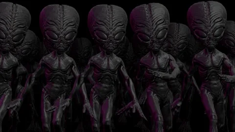 Seamless loopable animation of a group of terror aliens sassy walking Stock-Footage 337323035