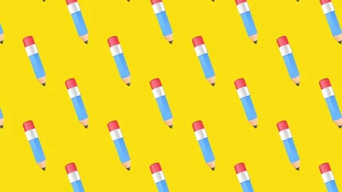 Seamless loopable animation of a pattern featuring blue pencils 스톡 동영상 337419861