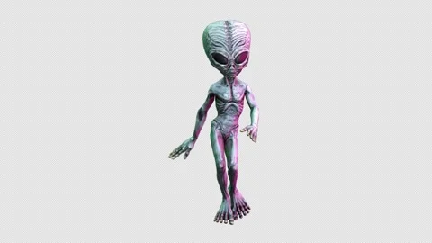 Seamless loopable animation of a terror alien sassy walking isolated with alpha Video stock 243378690