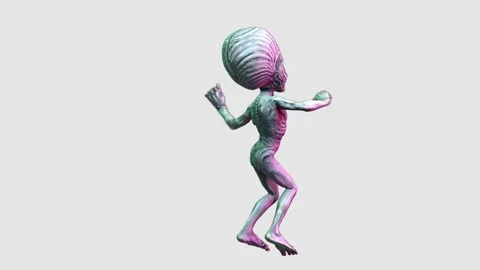 Seamless loopable animation of a terror alien crazy dancing isolated with alpha Stock Footage 246935185