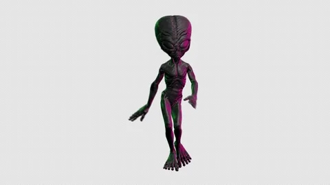 Seamless loopable animation of a terror alien sassy walking isolated with alpha Stock Footage 337344961
