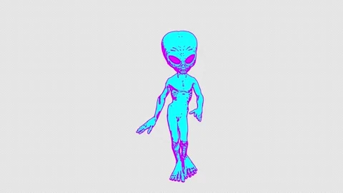 Seamless loopable animation of a walking alien in cartoon style isolated with Video stock 265764804