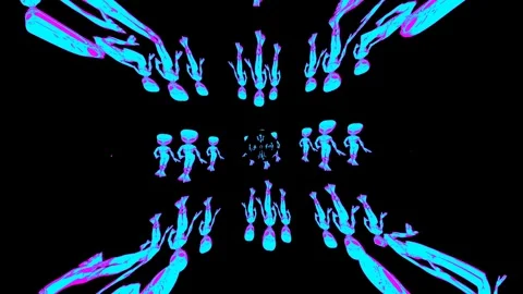 Seamless loopable animation of walking alien cartoon style with zoom effect Video stock 314497657