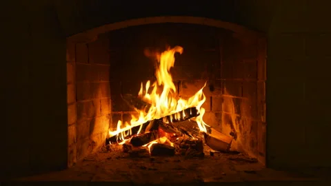 Seamless Loopable Background Of Cozy Fireplace. Burning Wood. Fireplace Screen Stock Footage 259284605