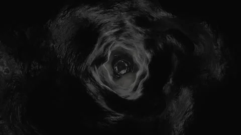 Seamless loopable dark horror tunnel with black rocky walls flythrough Stock Footage 256293407